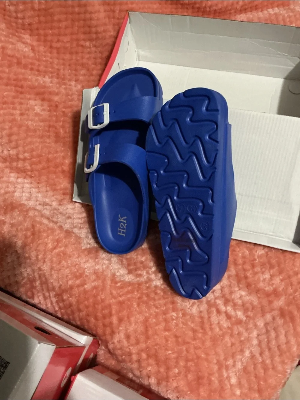 H2K Kids' Blue Double-Buckle Slide Sandals